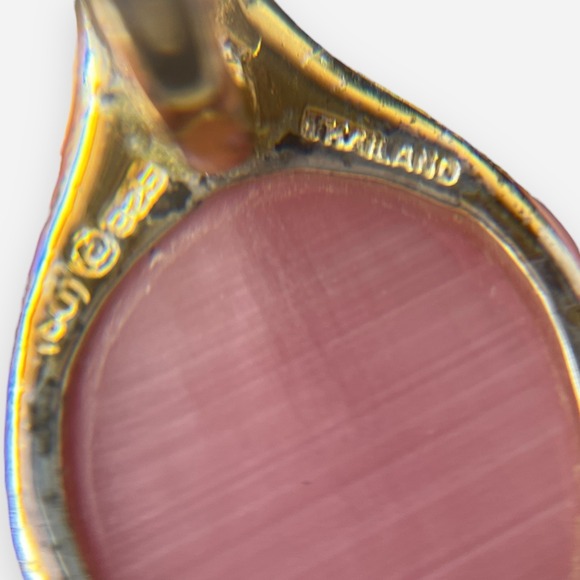 SU Thailand Pink Mother of Pearl Teardrop Earrings Pendant Sterling Silver Set - Picture 3 of 6